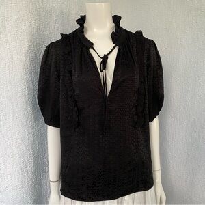 Zadig & Voltaire Black Ruffle Tie-Neck Blouse